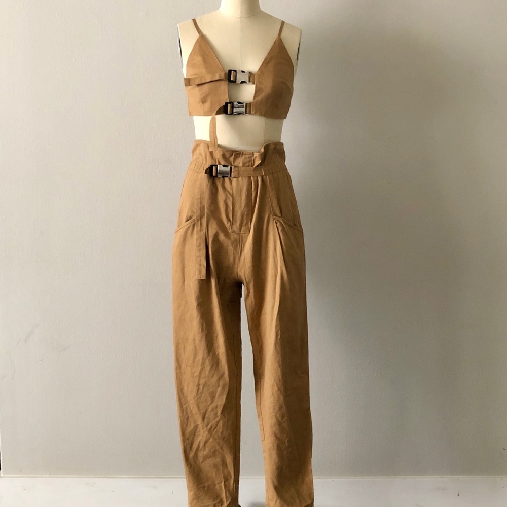 Tan Buckle Two-Piece Set